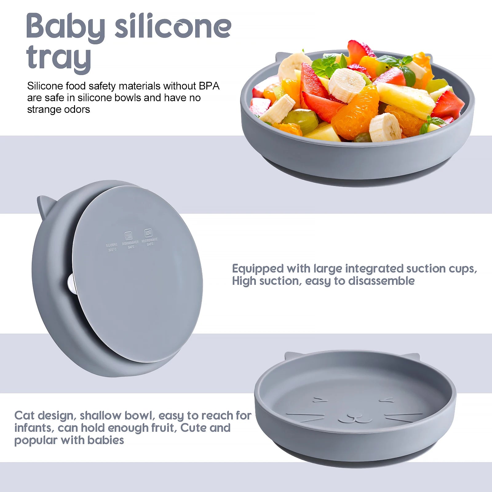 5pcs Baby Feeding Set Silicone Feeding Set Shallow Tray Baby Silicone Tableware With Suction Baby Sippy Cup Soft Spoon Fork Bib